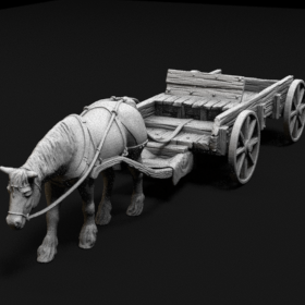 dnd cart wagon carriage transport horse stl mesh dnd 3dprint mini miniature