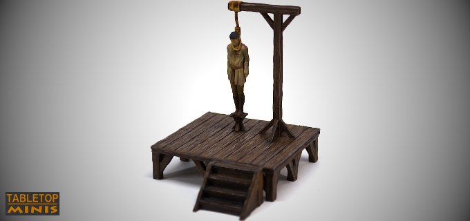 wooden man dead hang hangman hanging gallows execution execute punish punishment rope stairs stool chair stl mesh dnd 3dprint mini miniature