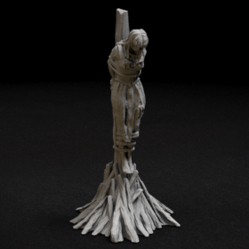 wood wooden burn stake witch torture lady women girl tied peasant stl mesh dnd 3dprint mini miniature