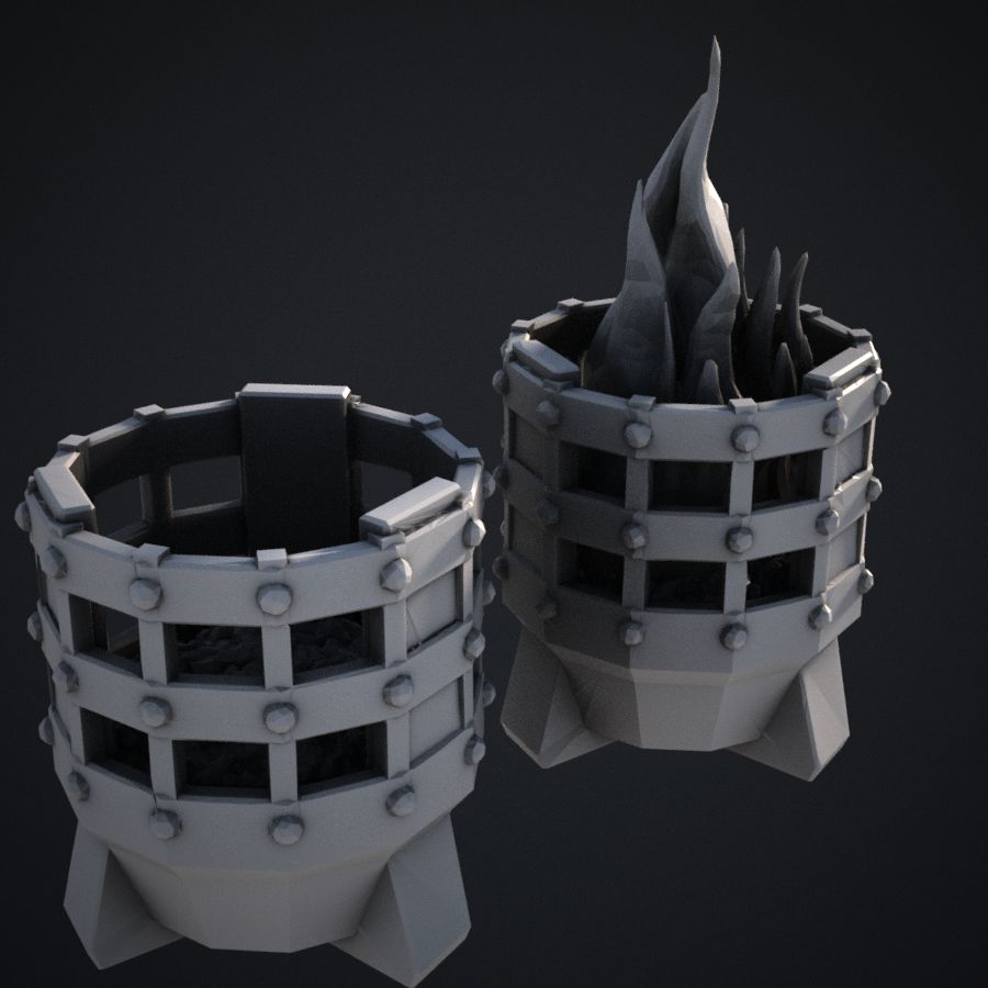  metal dnd fire terrain brazier light tourch scatter rpg torch stl mesh dnd 3dprint mini miniature