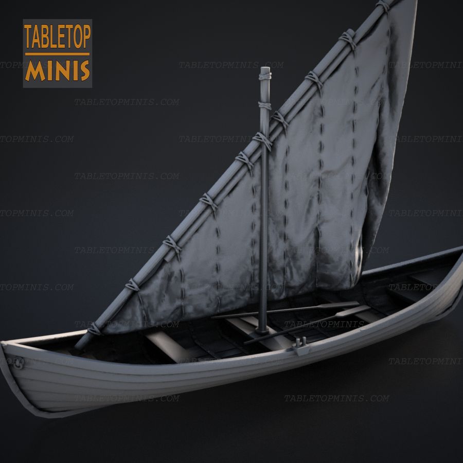 dnd water boat row dungeons dragons and rowboat craft oar oars float stl mesh dnd 3dprint mini miniature