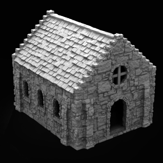 stone medieval fantasy architecture church chapel stl mesh dnd 3dprint mini miniature