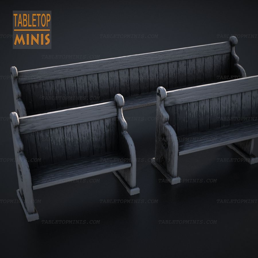  chair seat church cathedral pew sit sitting stl mesh dnd 3dprint mini miniature