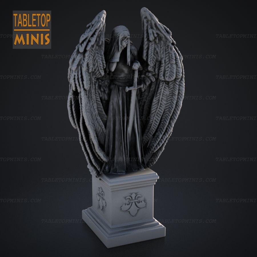 dnd monument statue sword angel wings angelic stl mesh dnd 3dprint mini miniature