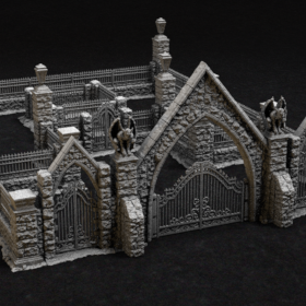 barrier fence grave cemetery graveyard crypt gate gates mansion stl mesh dnd 3dprint mini miniature