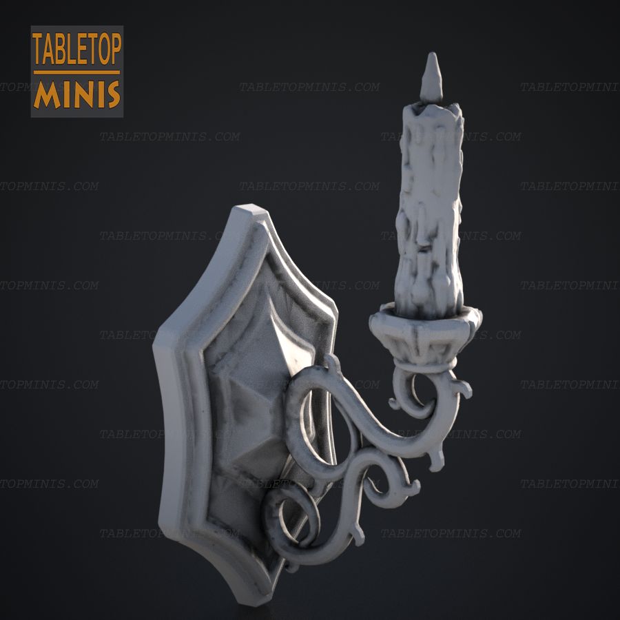  wall light candle mount mounted stl mesh dnd 3dprint mini miniature
