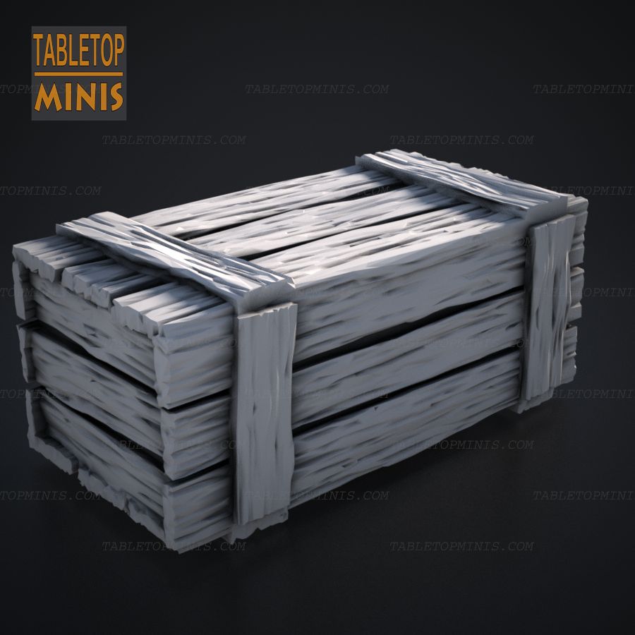  wooden box container crate large stl mesh dnd 3dprint mini miniature