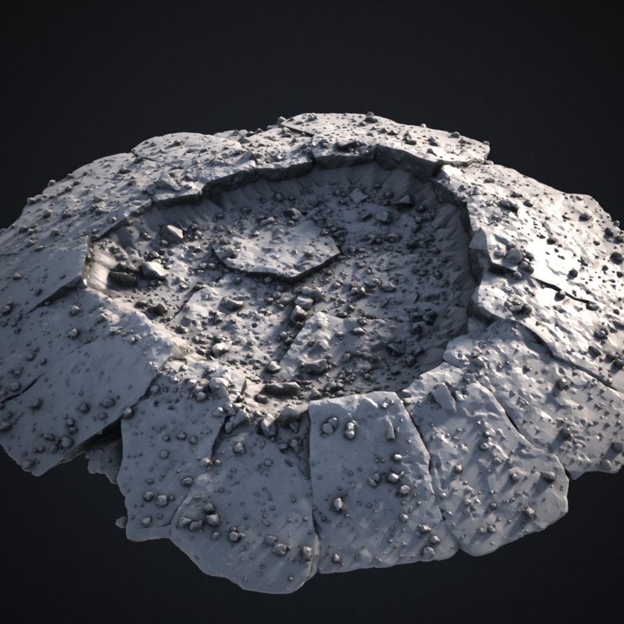  scenery ruin cracks crater stl mesh dnd 3dprint mini miniature