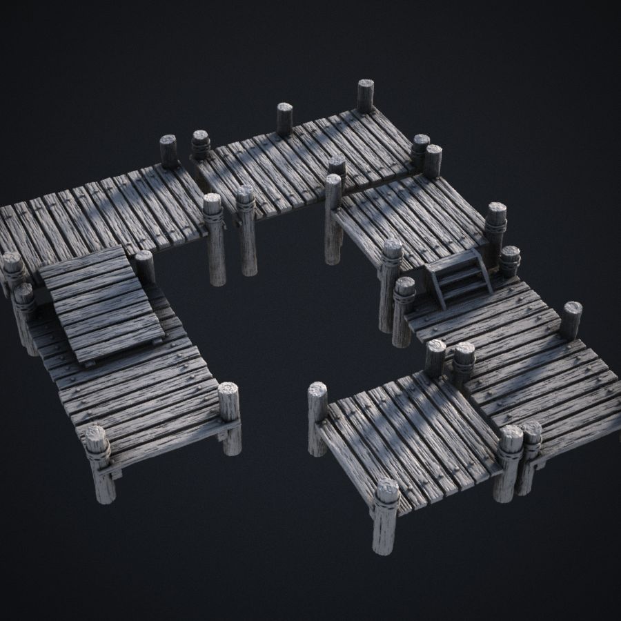  wooden yard ship boat dock wharf boats ramp board pier jetty quay marina boardwalk stl mesh dnd 3dprint mini miniature
