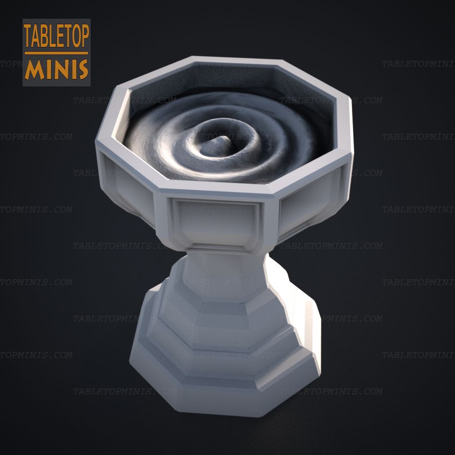  water font holy fountain bowl mana health bath stl mesh dnd 3dprint mini miniature