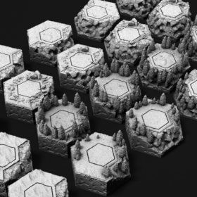 hex terrain battletech map rough tile mountain hill trees stl mesh dnd 3dprint mini miniature