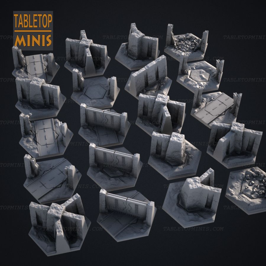  hex modular battletech map tile tiles stl mesh dnd 3dprint mini miniature
