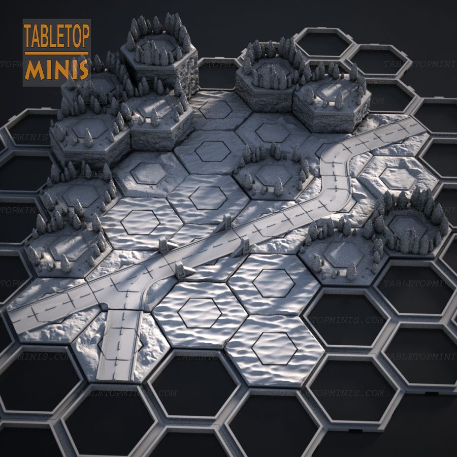  hex terrain modular battletech map grass rough mech mechwarrior tile base modular battletech map tile jigsaw connectable stl mesh dnd 3dprint mini miniature