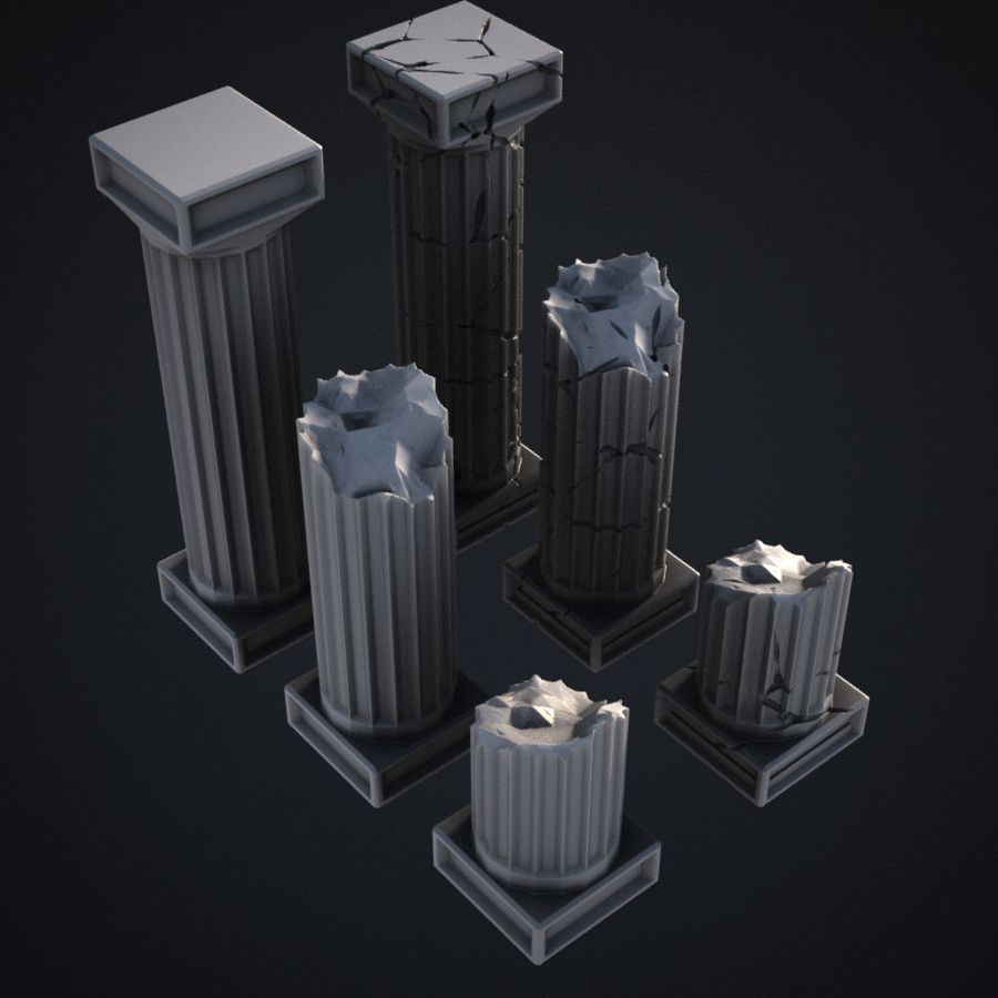  pillar greek pole pillars broken roman stl mesh dnd 3dprint mini miniature
