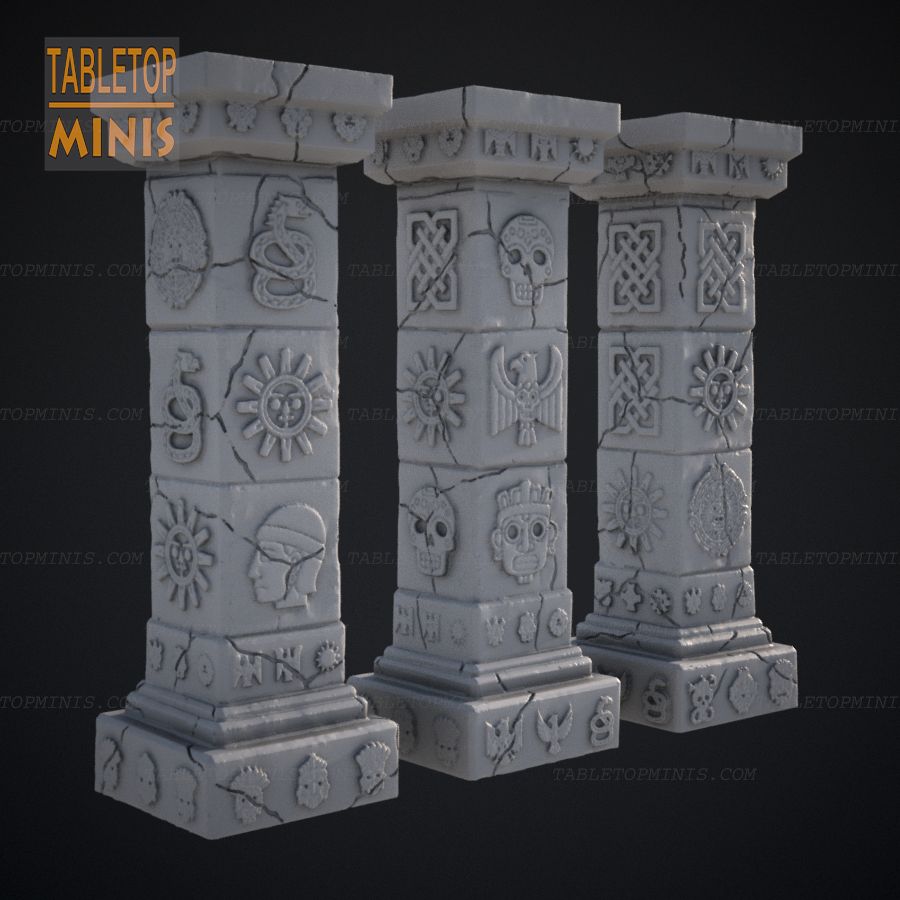  stone monument pillar ancient pole mayan aztec symbols column inca mesoamerican native american tribal carved engraved hieroglyphs glyphs totem architectural decorative stl mesh dnd 3dprint mini miniature