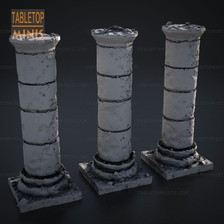  round stone pillar pole pillars cylinder cylindrical stl mesh dnd 3dprint mini miniature