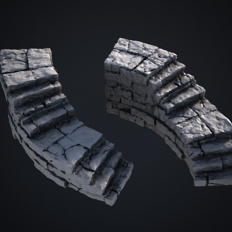  stone dungeon stairs openlock stair curved stl mesh dnd 3dprint mini miniature