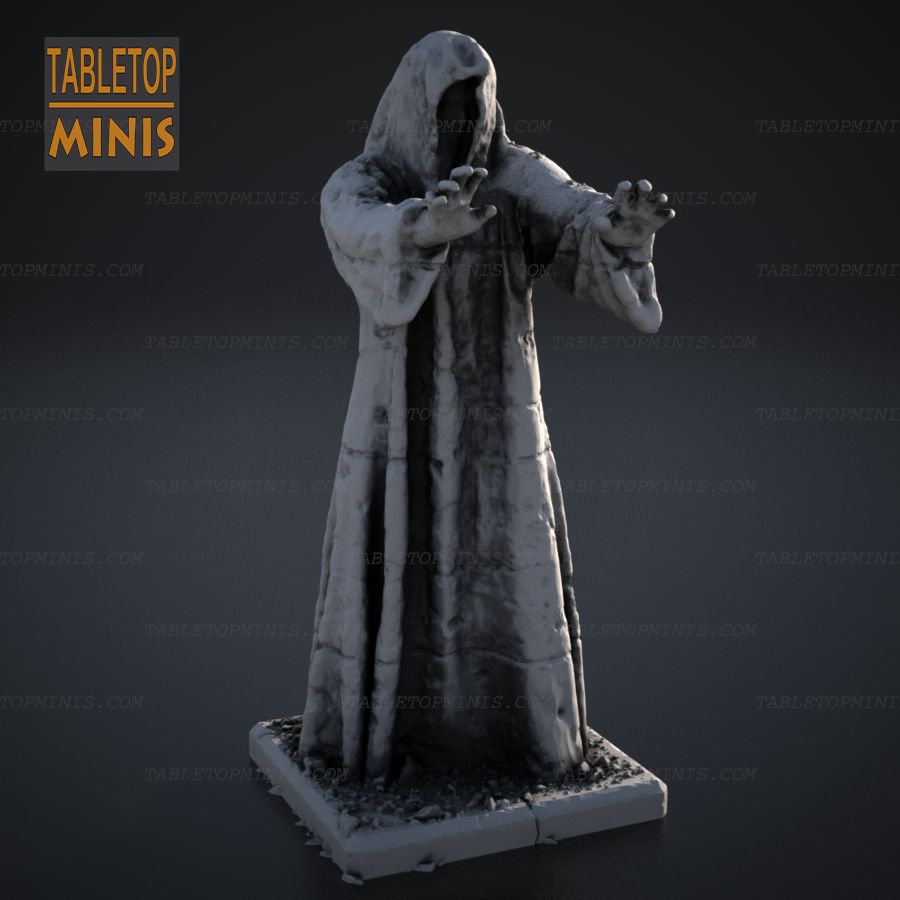  stone rock dnd hooded statue figure dungeons dragons sorcerer and casting cast mage stl mesh dnd 3dprint mini miniature