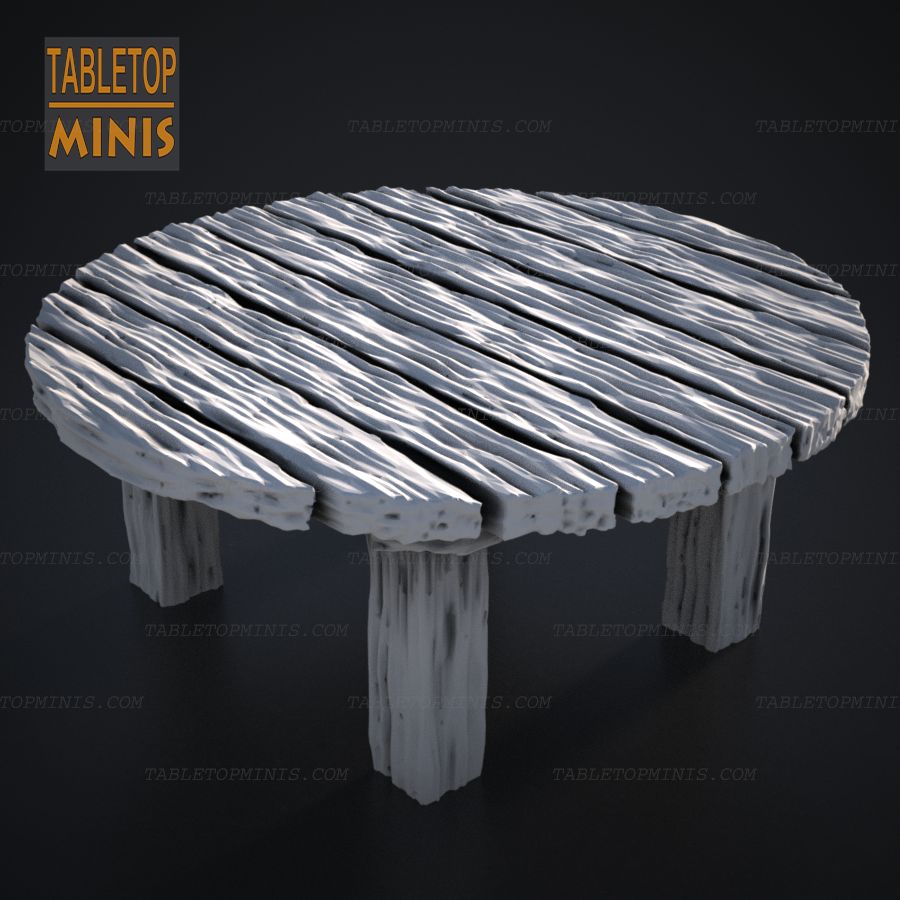  wood wooden round circular circle furniture tavern table stl mesh dnd 3dprint mini miniature