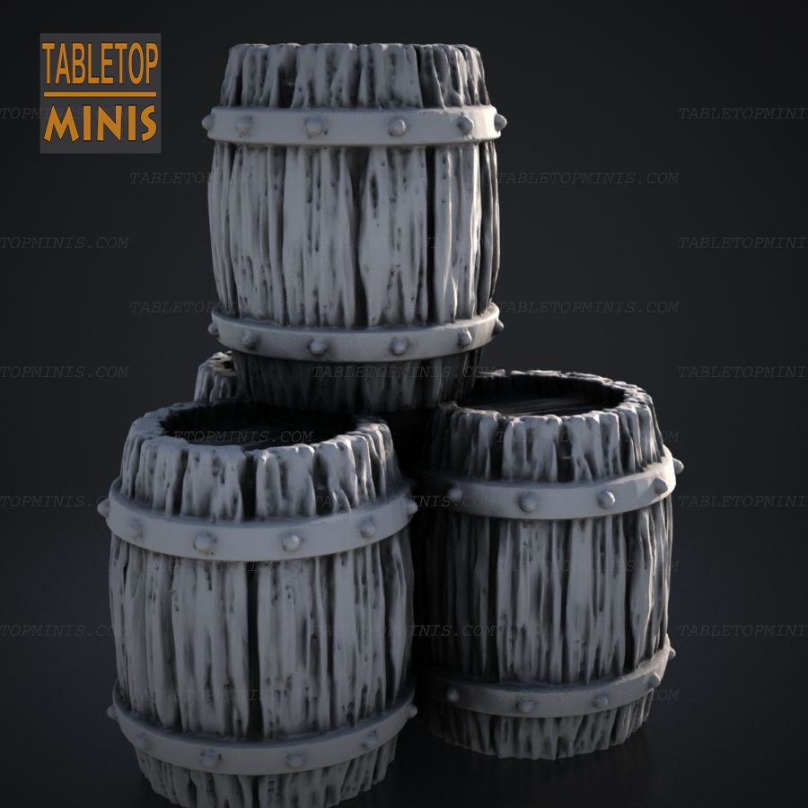  prop wooden dnd barrel keg terrain stack beer tavern supplies stock barrels scatter dungeons dragons and stl mesh dnd 3dprint mini miniature