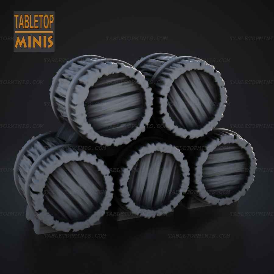  barrel stack beer tavern stock rack wine store medieval stl mesh dnd 3dprint mini miniature