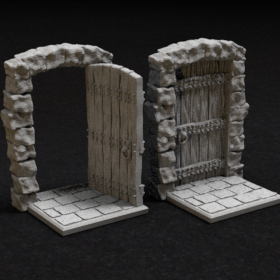 wood wooden stone door medi evil open closed zombicide stl mesh dnd 3dprint mini miniature