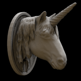 wall mount trophy snout decoration animal hunting unicorn horse stl mesh dnd 3dprint mini miniature