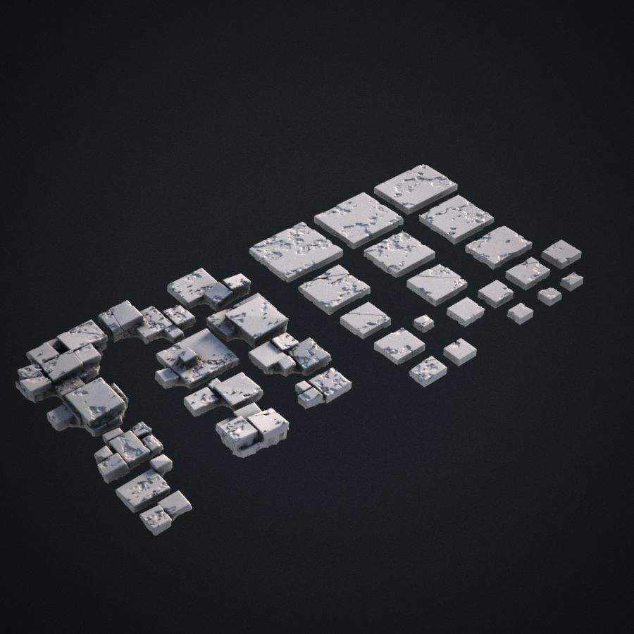  rocks tile tiles brick bases scatter slate bricks stl mesh dnd 3dprint mini miniature