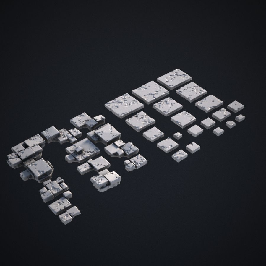 rocks tile tiles brick bases scatter slate bricks stl mesh dnd 3dprint mini miniature