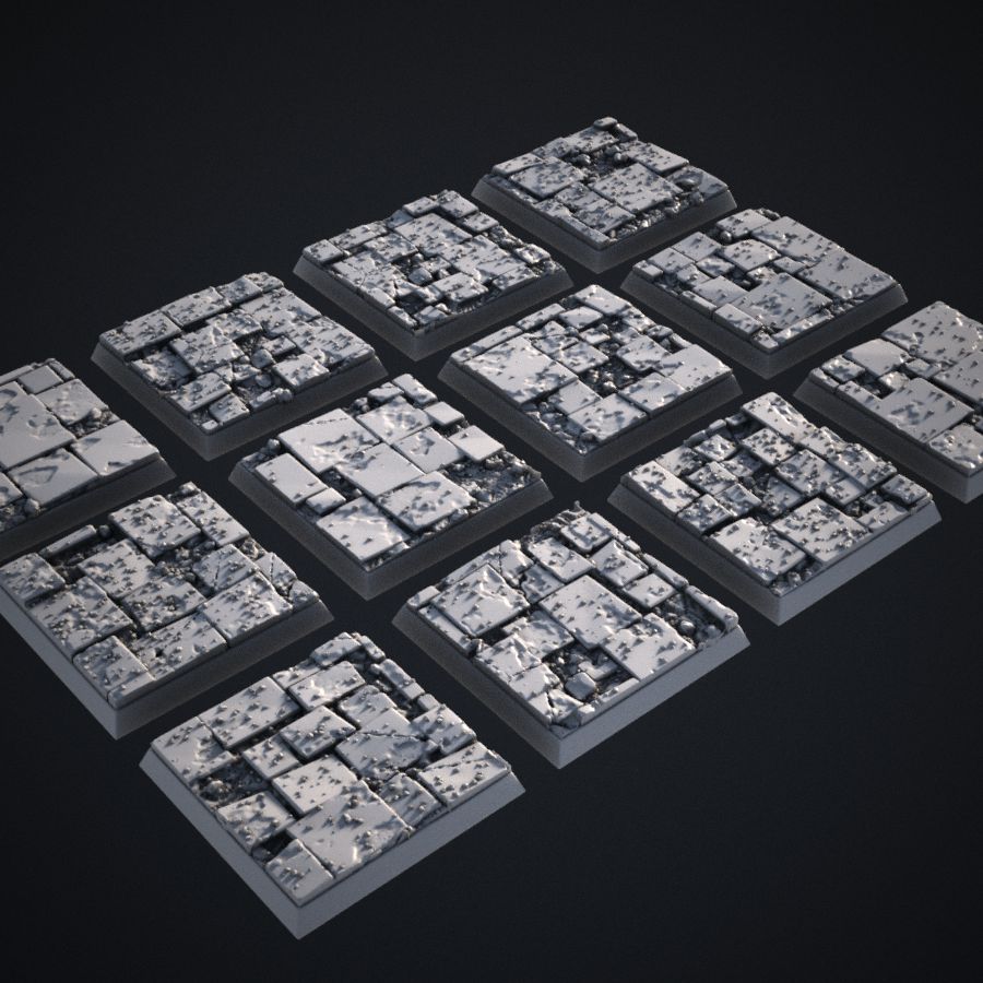 base tile brick warhammer bases slate stl mesh dnd 3dprint mini miniature