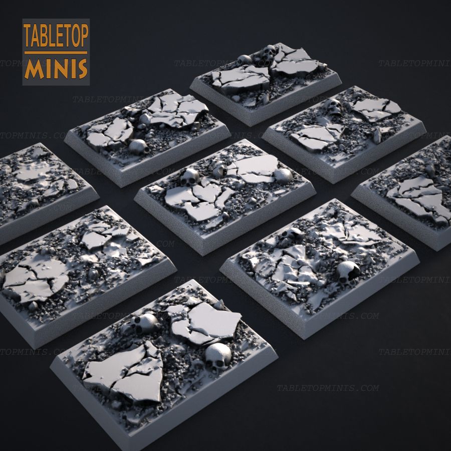 base square rocks rock bases earth rocky skulls warhammer40k stl mesh dnd 3dprint mini miniature