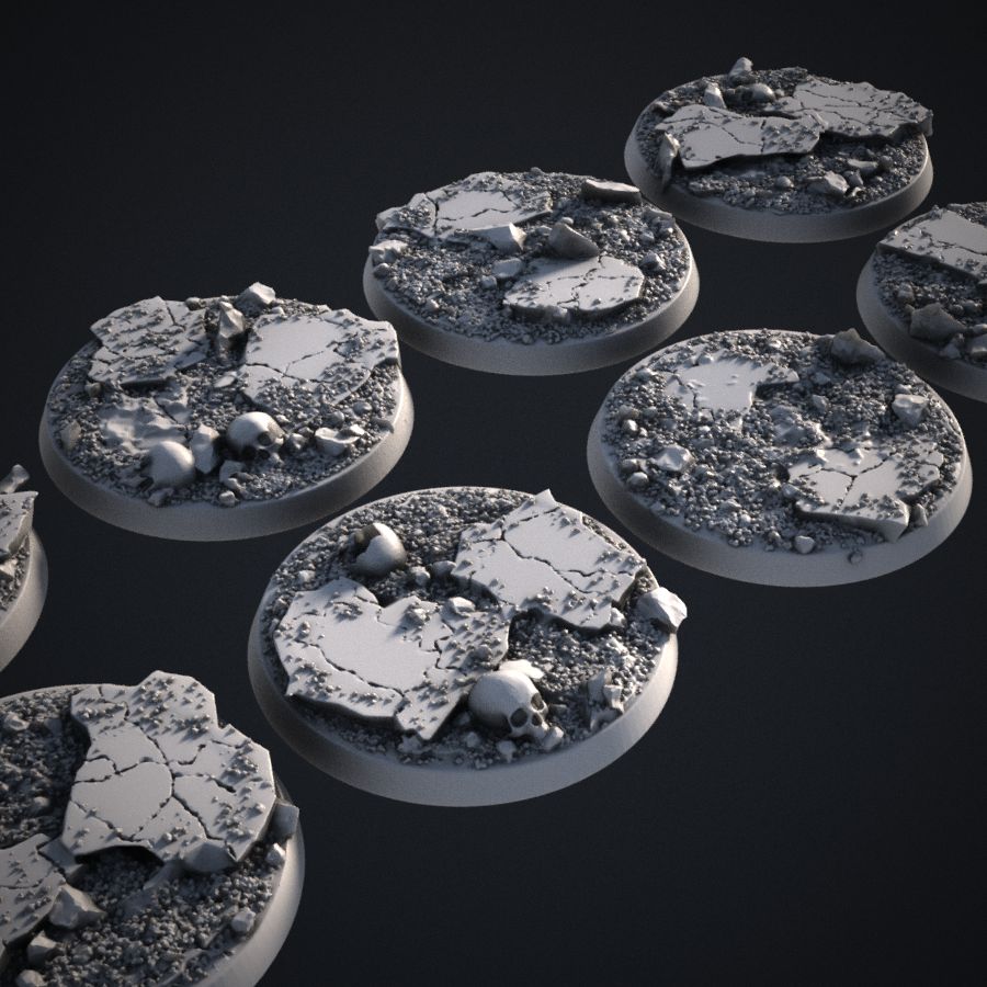 base rocks warhammer 40k bases earth rocky skulls 50mm stl mesh dnd 3dprint mini miniature