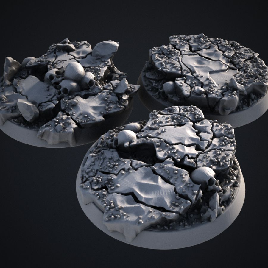  base round stones rocks terrain dirt character warhammer 40k earth rocky hero stl mesh dnd 3dprint mini miniature