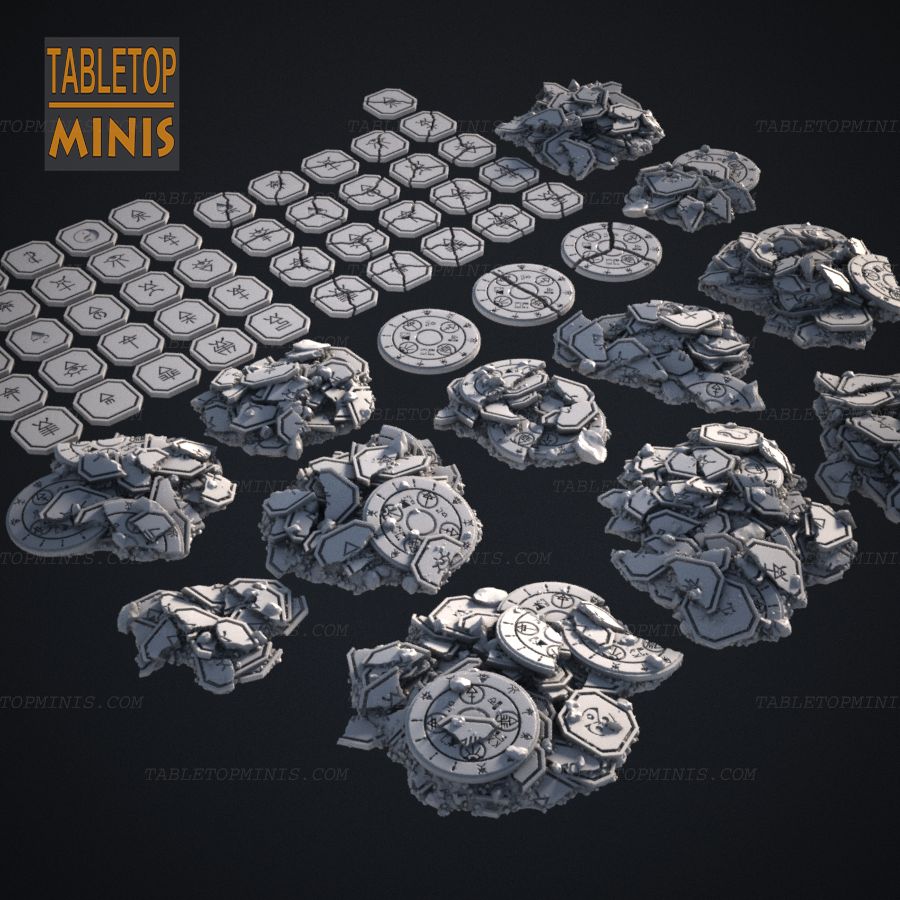 base ancient tile tiles warhammer bases scatter ruins eldar bits debris stl mesh dnd 3dprint mini miniature