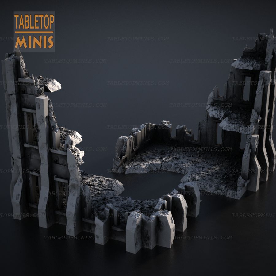  modular damage damaged scenery warhammer building ruins warhammer40k ruin stl mesh dnd 3dprint mini miniature