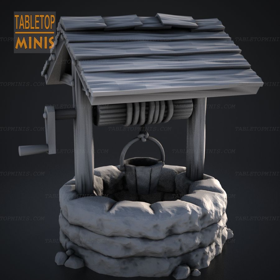  stone dnd well water roof scenery stl mesh dnd 3dprint mini miniature