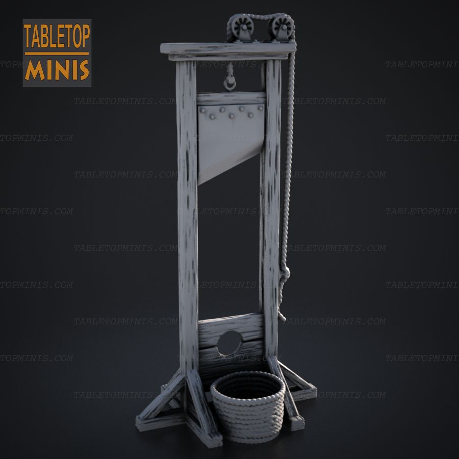  execution execute punishment guilotine guillotine giloteen guilotenes gullotine gellatin behead capital basket blade stl mesh dnd 3dprint mini miniature