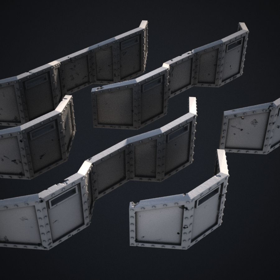 barrier dnd terrain modular scifi 28mm fantasy wall walls scenery warhammer 32mm scatter rpg wargaming miniature warhammer40k defence fortification Aegis Line tabletop wargame stl mesh dnd 3dprint mini miniature