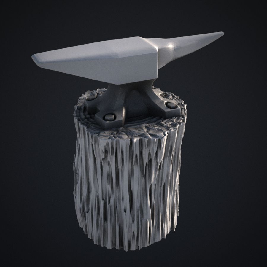 log anvil blacksmith tools wood prop wooden metal 28mm medieval London pattern stl mesh dnd 3dprint mini miniature