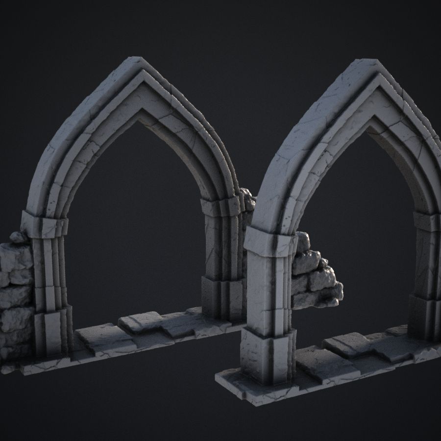  stone old door ancient medieval arch archway gothic entrance wall castle architecture historic building church cathedral Historical landmark structure archways stl mesh dnd 3dprint mini miniature